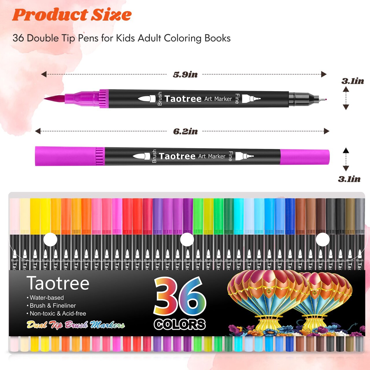 36 Colors Dual Tip Art Markers Pens for Kids Adult Coloring Books, Artist Fine & Brush Tip Coloring Markers Drawing Pen for Journaling Note Taking Lettering Calligraphy Craft Art Supplies Set